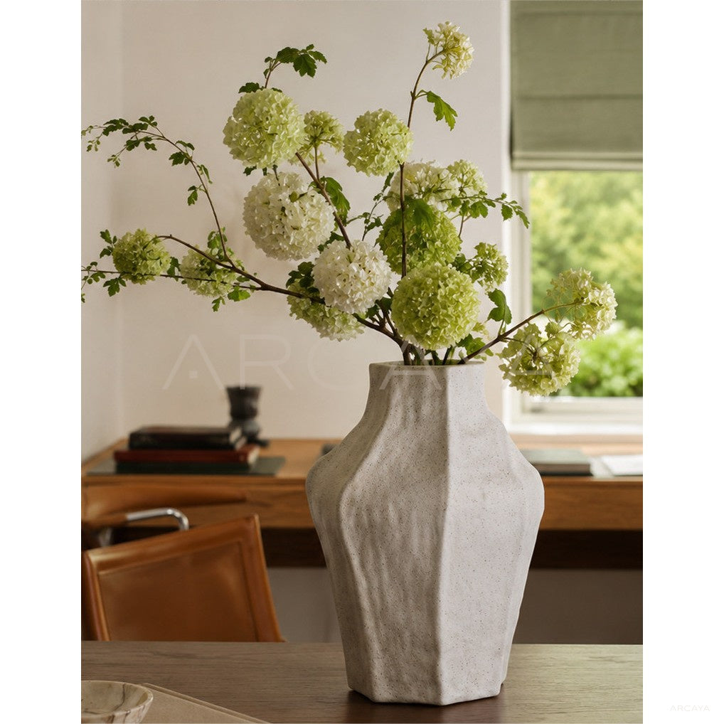 Handmade Irregular Plain White Vase Dining in detail