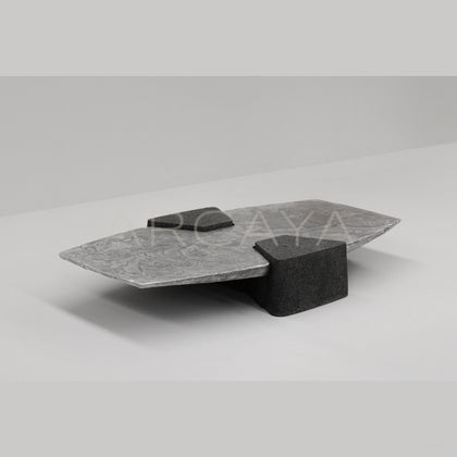 Exhuma Cast Metal Volcanic Stone Coffee Table - scene