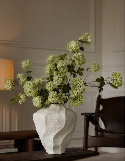 Handmade Plain White Ceramic Vase Bedroom - scene