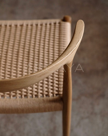 Japanese White Oak Rope Chair - detail