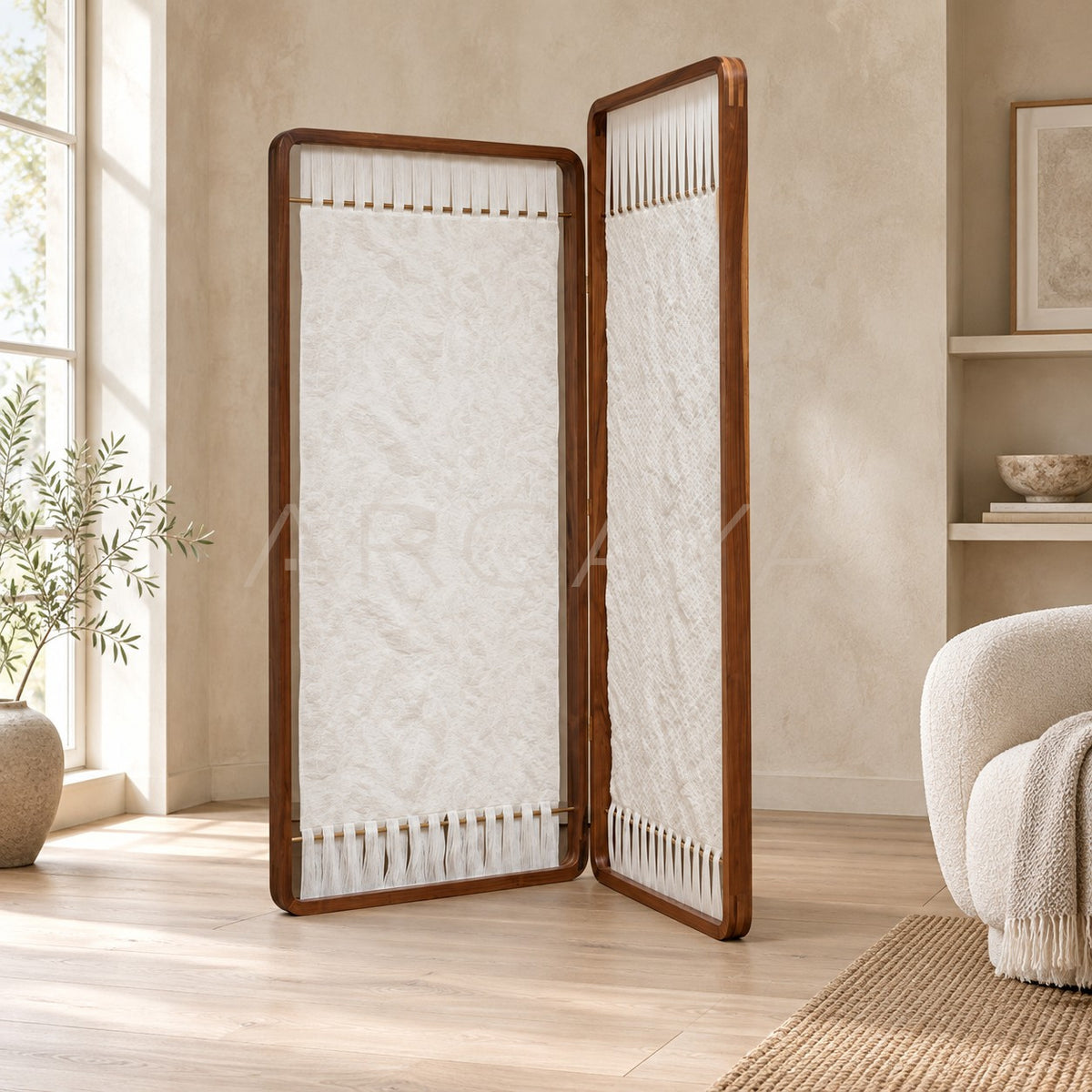 Mid Century Gauze Texture Folding Screen - main