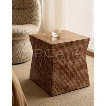 Handwoven Square Side Table - scene