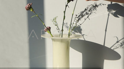 Mid Century Glass Vase Dried Flowers - scene