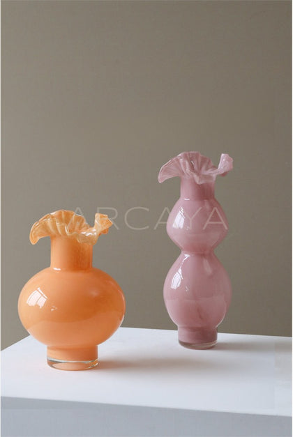 French Mid Century Glass Vase - scene