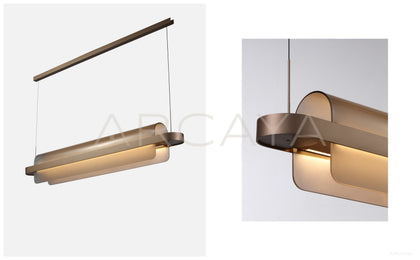 Linear Amber Arc Sheet Pendant Light 80607 - scene