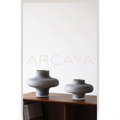 Wabi Sabi Sand Grey Textured Glass Vase - scene