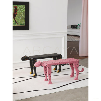 Pink Leopard Bench - scene