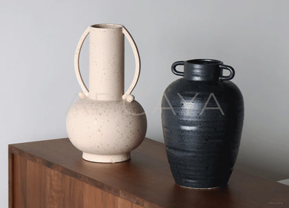 Black Double Ear Art Vase - scene