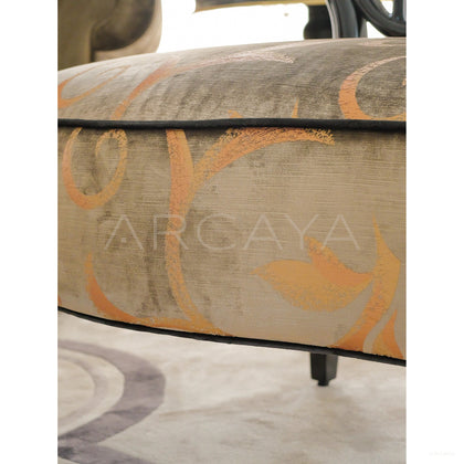Gilded Brocade Wood Carved Oriental Chair - scene