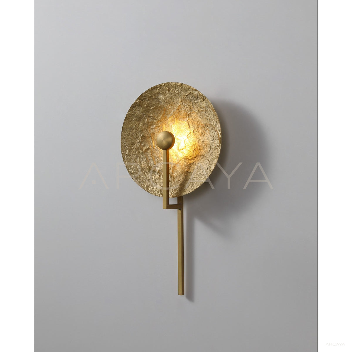 Gold Ring Textured Disc Straight Wall Light 10213 in detail