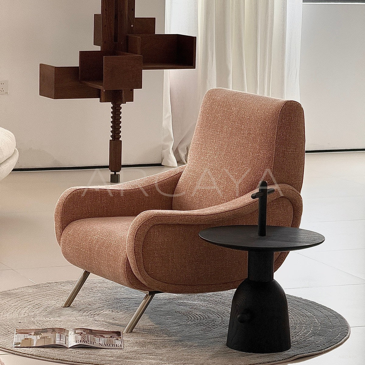 Metal Fabric Curved Lounge Chair - main