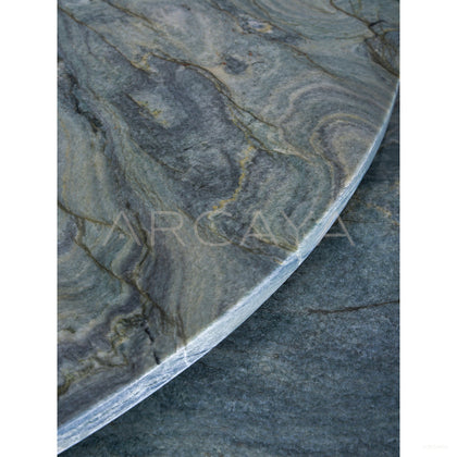 Teal Stone Round Dining Table - scene