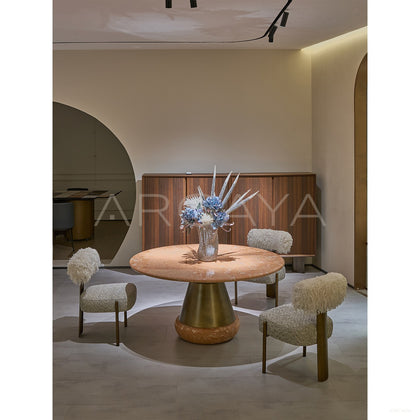 Orange Ice Jade Raw Stone Dining Table - scene