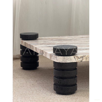 Travertine Pattern Small Side Table - scene