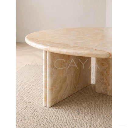 Cream Style Stone Coffee Table - scene