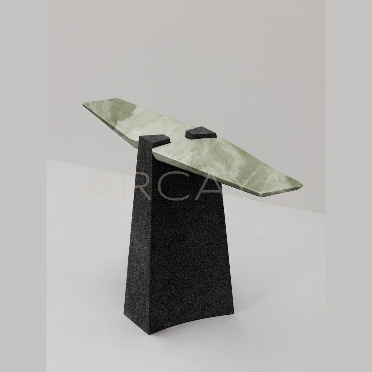 Exhuma Cast Metal Volcanic Stone Console Table in detail