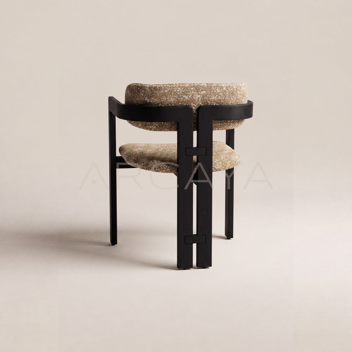 Black Solid Wood Textured Fabric Dining Armchair - main