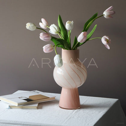 Pink Gourd Tulip Glass Vase - main