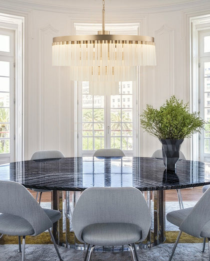 Gold Vertical Crystal Round Triple Pendant Light 3071 - scene