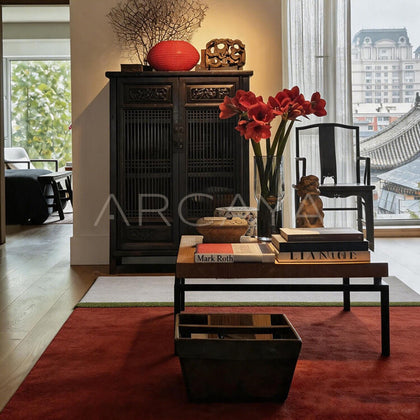 Red Grey Two Tone Wabi Sabi Rug - scene