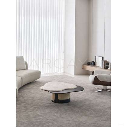 Italian Irregular Cloud Travertine Coffee Table - scene