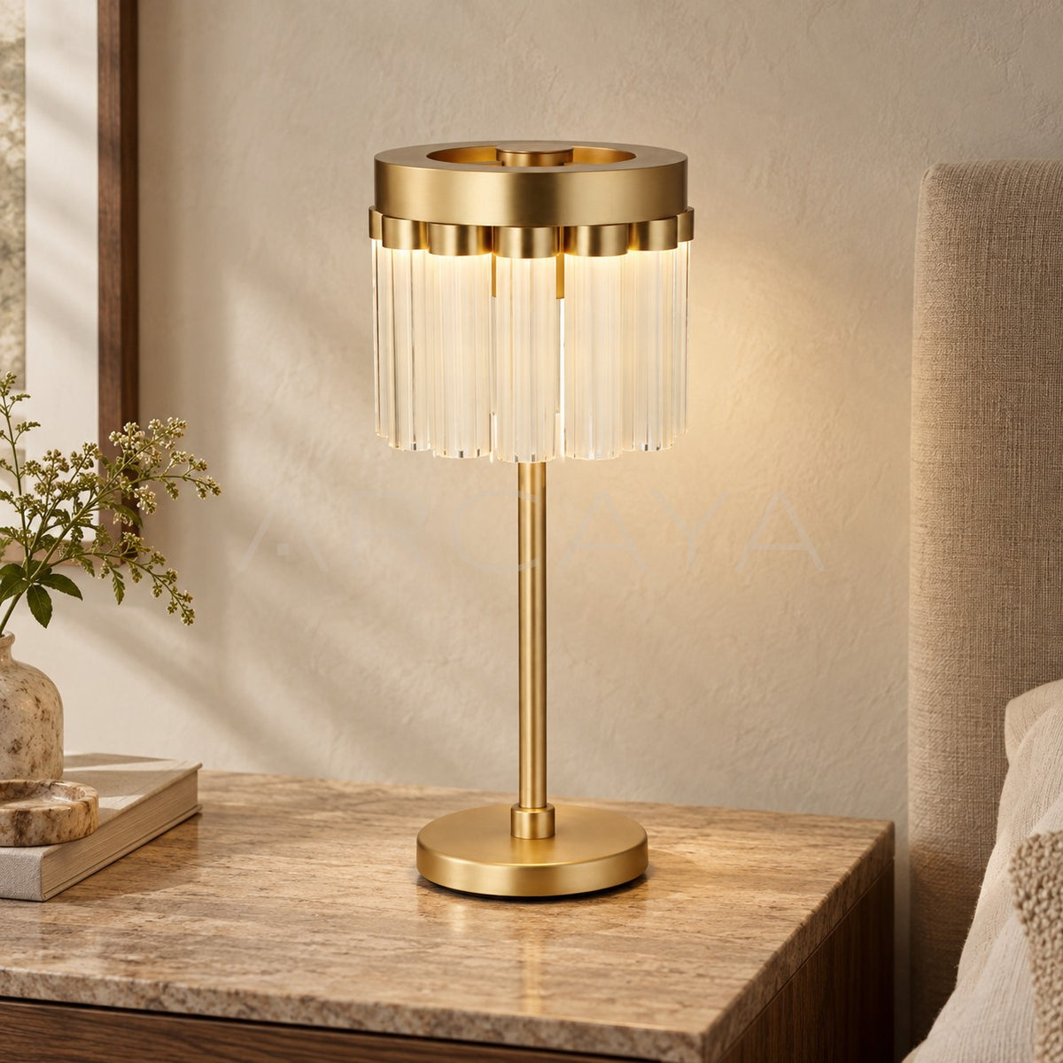 Gold Vertical Crystal Table Lamp 3071 - main