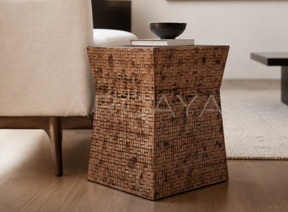 Handwoven Bamboo Side Table - scene