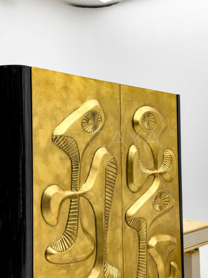 Carved Relief Decorative Cabinet - detail