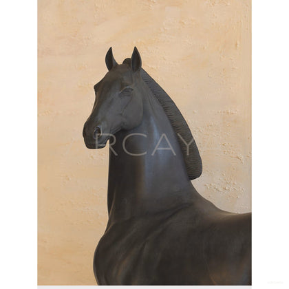 Faux Jade Black Horse Sculpture - scene