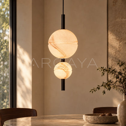 Vertical Stone Double Globe Pendant Light 97373 - main