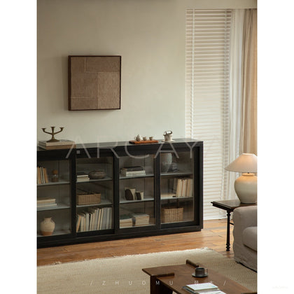 Guanmo Teak Glass Display Cabinet - scene