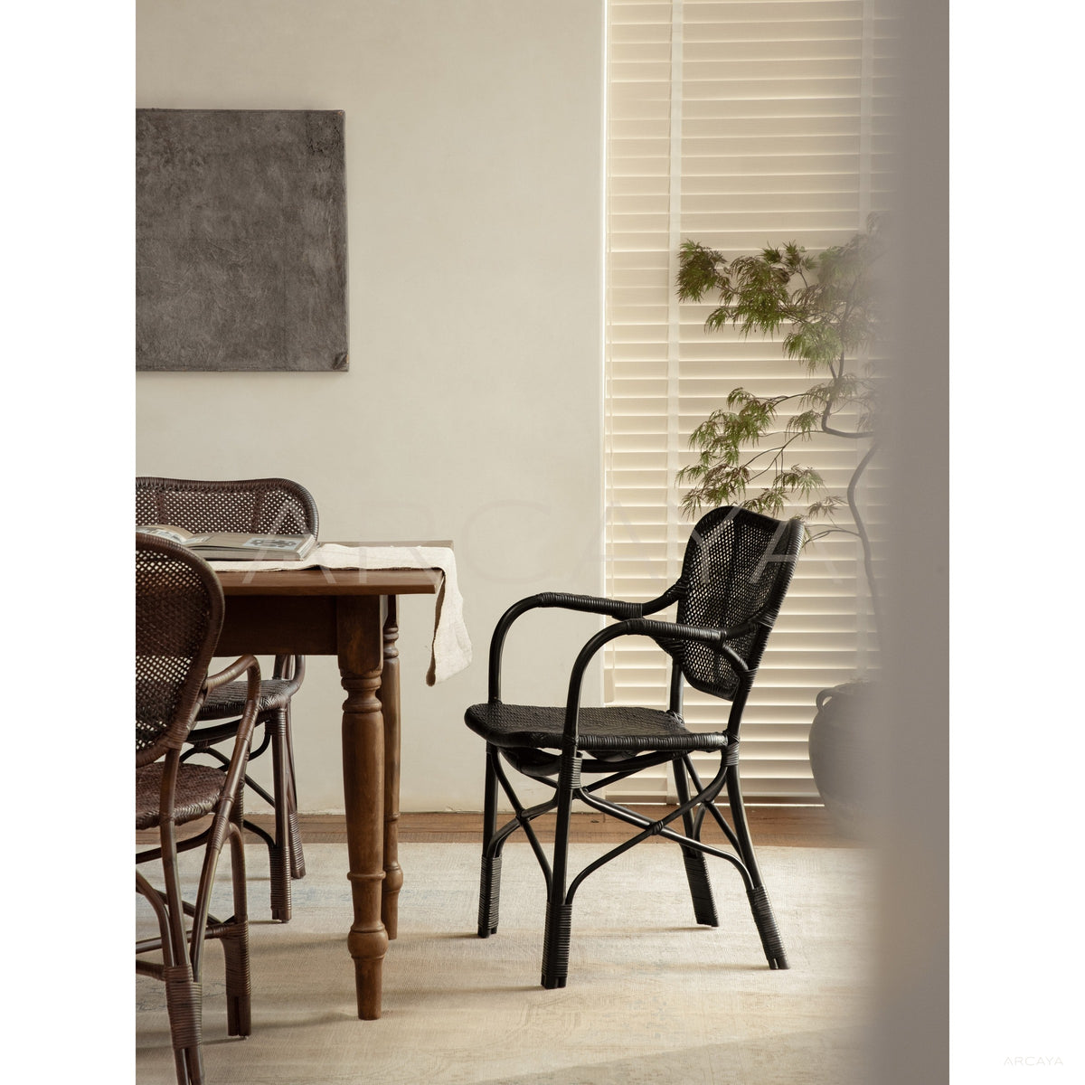 Fan Back Rattan Chair in detail