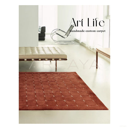 Terracotta Dot Check Rug Dsm P022 F - scene
