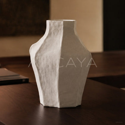 Handmade Irregular Plain White Vase Dining - main