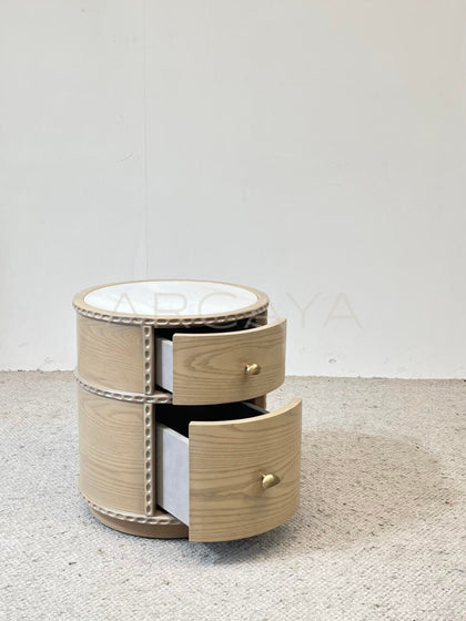 Marble Solid Wood Nightstand - scene