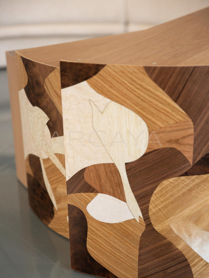 Veneer Marquetry Nesting Coffee Table - detail