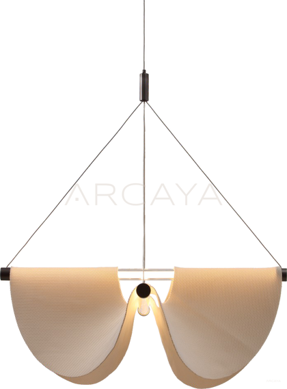 Cream Fabric Pleated Double Pendant Light 80643 - scene