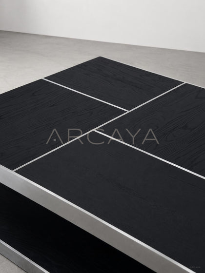 Gauguin Brushed Wood Metal Frame Coffee Table - detail