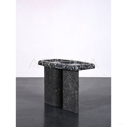 Fossil Pattern Stone Side Table - scene