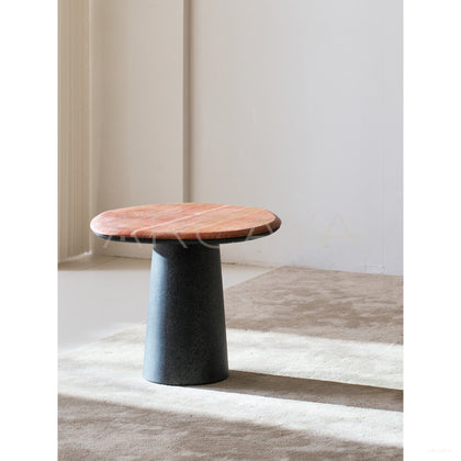 Red Travertine Side Table - scene