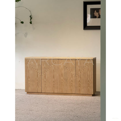 Geometric Wood Entryway Cabinet - scene