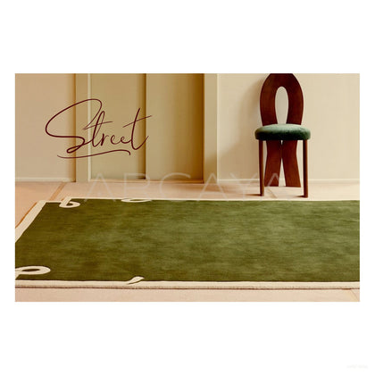 Olive Green Ribbon Border Rug Dsm P017 C03 - scene