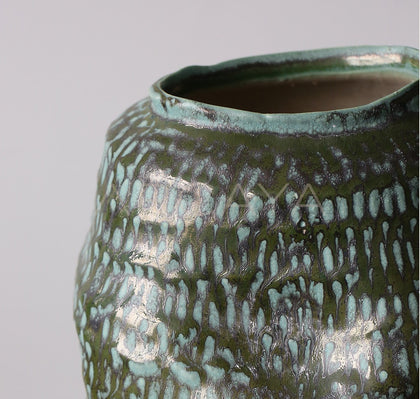 Vintage Deep Sea Blue Gradient Ceramic Vase - scene