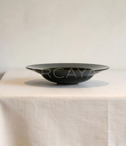 Handmade Black Glaze Wide Rim Deep Plate - scene