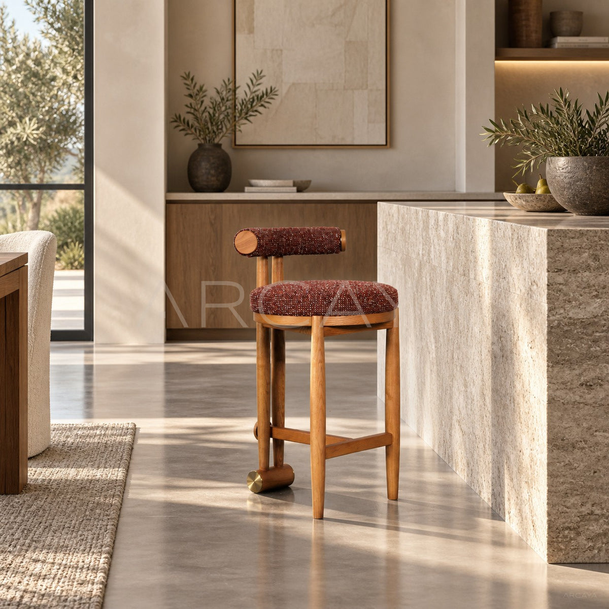 Mid Century Bar Stool in detail