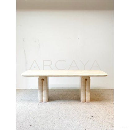 Wabi Sabi Travertine Dining Table - scene