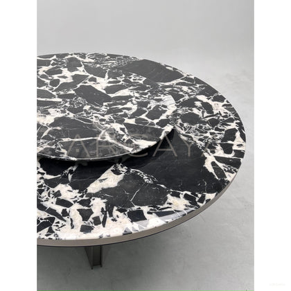 Black Stone Split Metal Round Table - scene