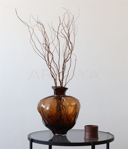 Mid Century Round Belly Glass Vase - scene