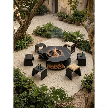 Outdoor Garden Fire Pit Matte Black - scene