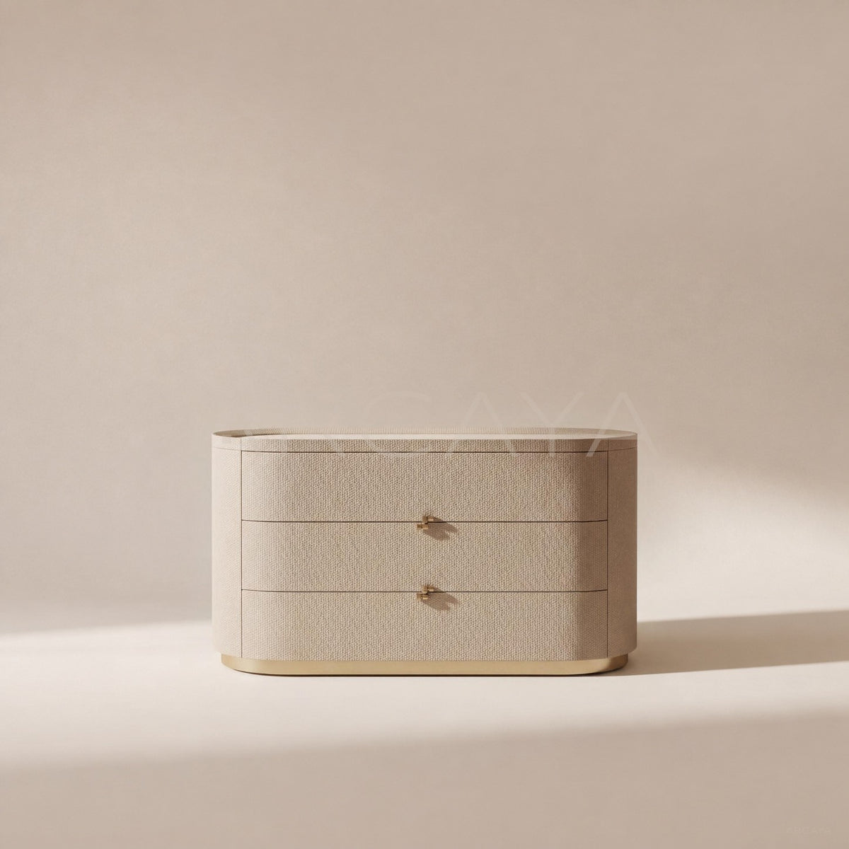 Woven Leather Matte Gold Chest Of Drawers - main